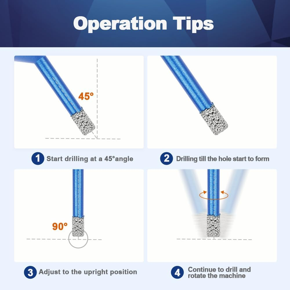 BRSCHNITT M14 Tile Drill Bit Diamond Drill Bit 6 Mm, 10 Pieces M14 Diamond Drill Bit for Porcelain Ceramic Tiles Marble Granite Stone image number 3