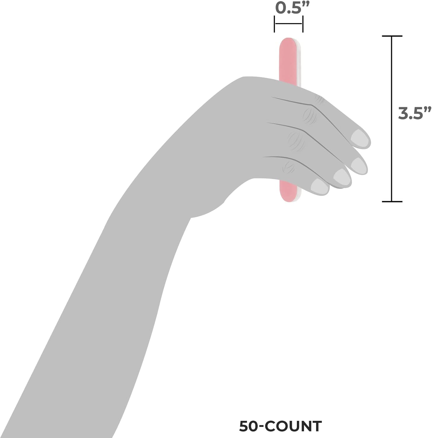 Forpro Pink Mini Foam Board, 280/400 Grit, Double-Sided Manicure Nail File, 3.5&rdquo; L X .5&rdquo; W, 50-Count