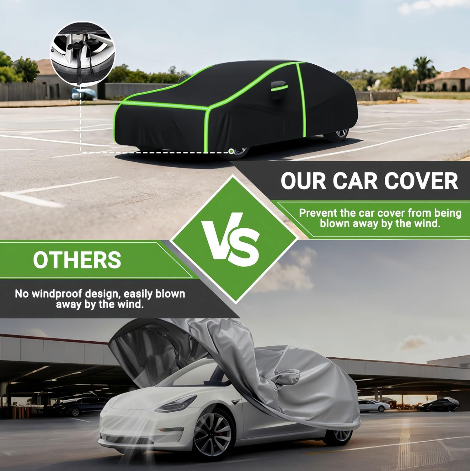 Full Car Covers,For Ford Model B (Model B) 1934,Waterproof Uv-Resistant 210D Oxford Rainproof Snowproof Frostproof Effectively.Six Wide Reflective Stripes with Zipper Fit on Suvs/Sedans image number 1