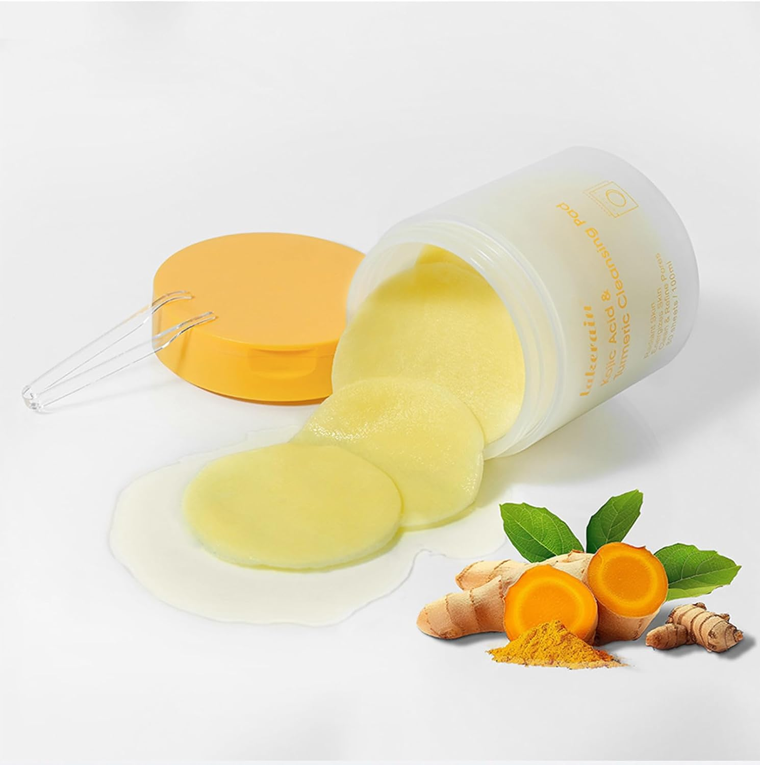 80Pcs Face Exfoliator Pad - Kojic Acid Cleansing Pads - Exfoliating- Kojic Acid and Turmeric Exfoliating Pads- Clean Toner Face Wipes - Brightens, Energizes Skin image number 3