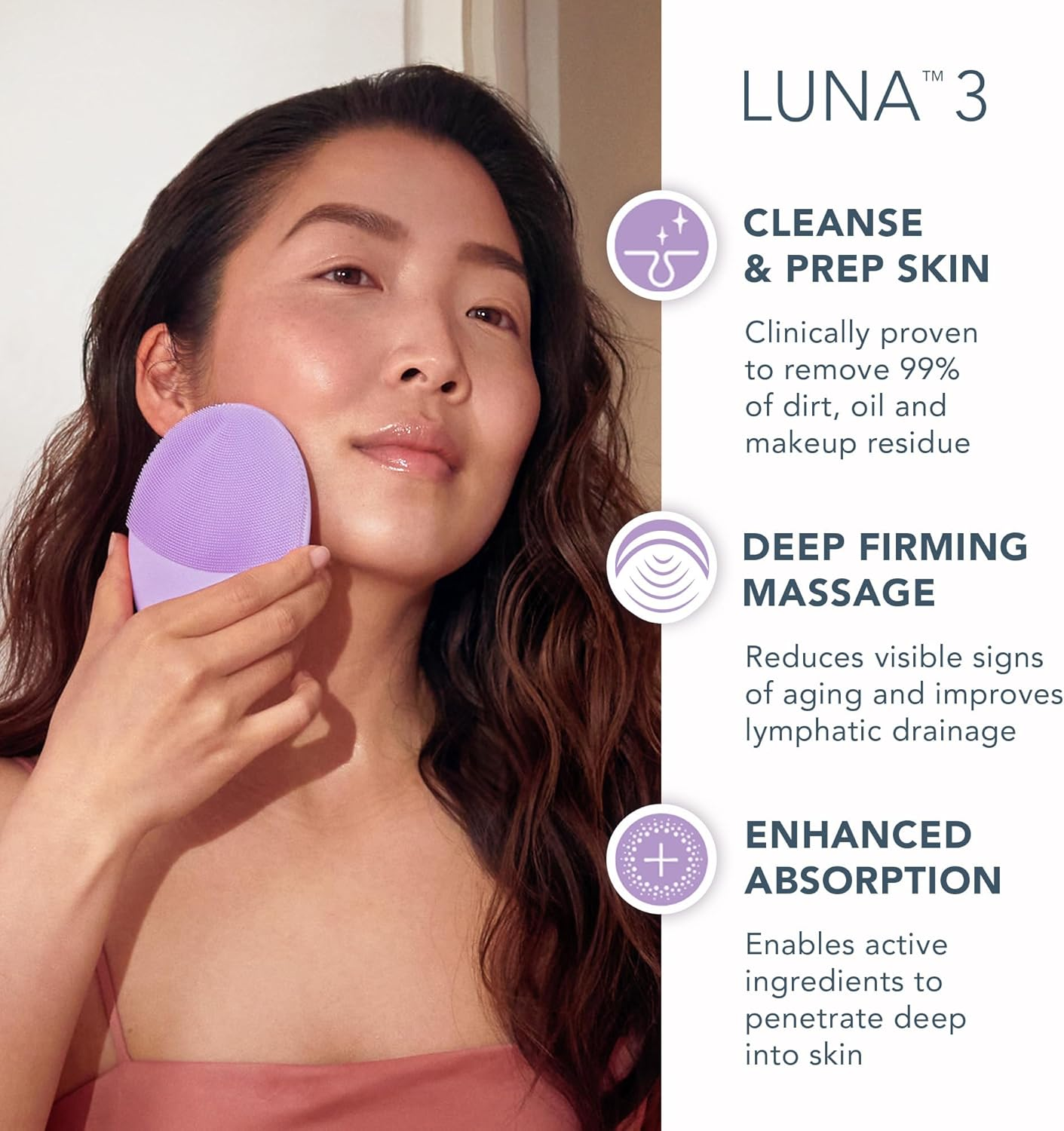 FOREO Deep Clean LUNA 3 Bundle - Facial Cleansing Brush Sensitive Skin + LUNA Micro-Foam Face Cleanser 2.0, 100Ml - Cleansing & anti Aging Face Massager - Face Care Brush - Face Wash - Pore Minimizer