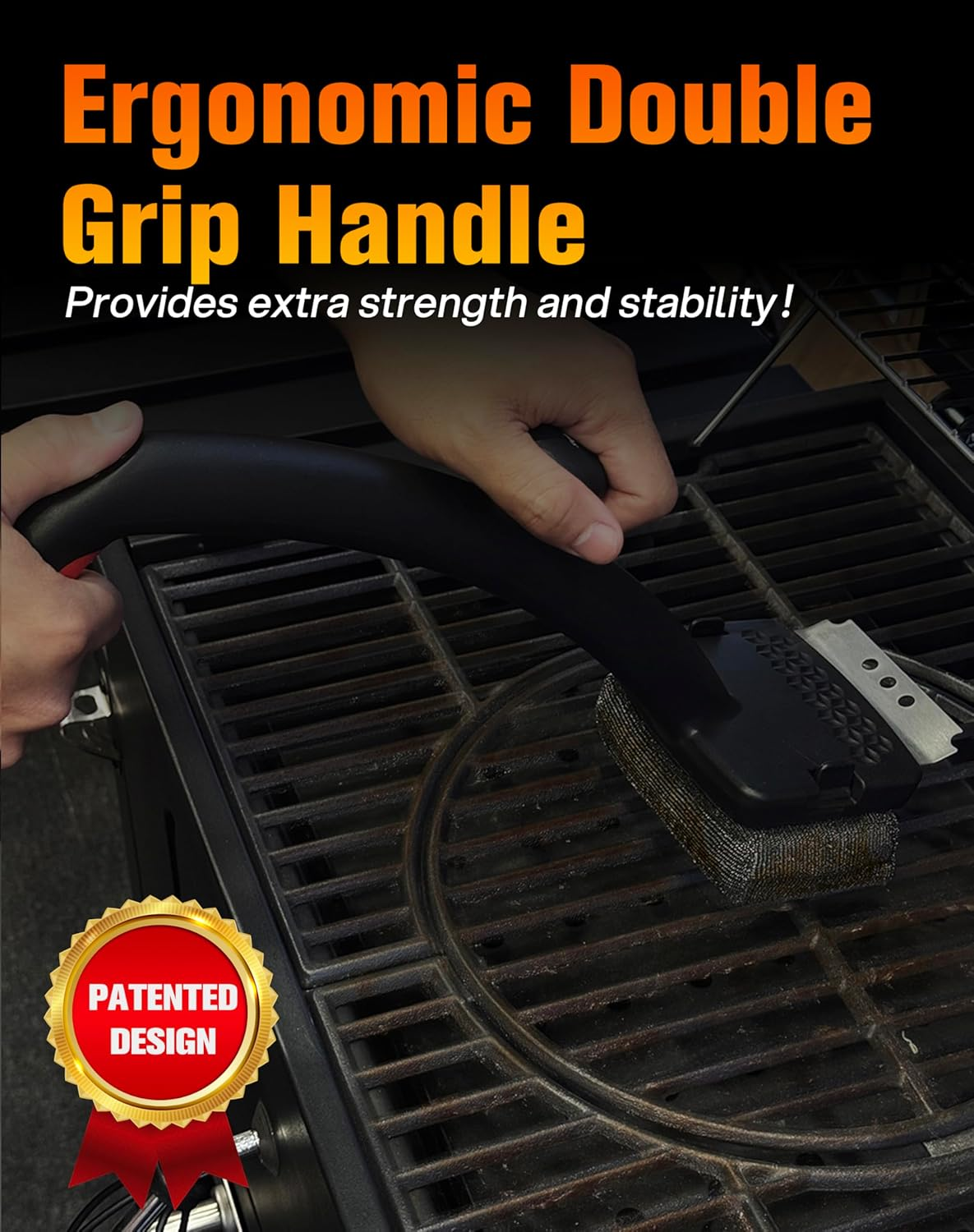 Upgraded Grill Brush, Grill Brush Bristle Free, Grill Brush for Outdoor Grill Replaceable Cleaning Head, Grill Scraper with Steel Fiber Woven Head for round Grill Bars/Cast Iron/Stainless Steel Grates image number 4