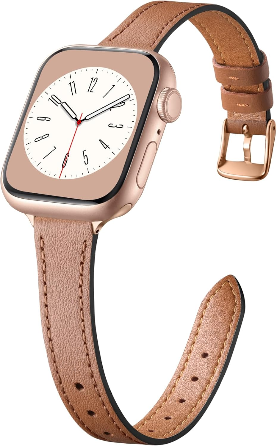 Witzon Slim Leather Straps Compatible with Apple Watch Strap 38Mm 40Mm 41Mm 42Mm 44Mm 45Mm Women, Top Grain Genuine Leather Strap Thin Watch Wristband for Iwatch Series 9 8 7 6 5 4 3 2 1 SE Ultra