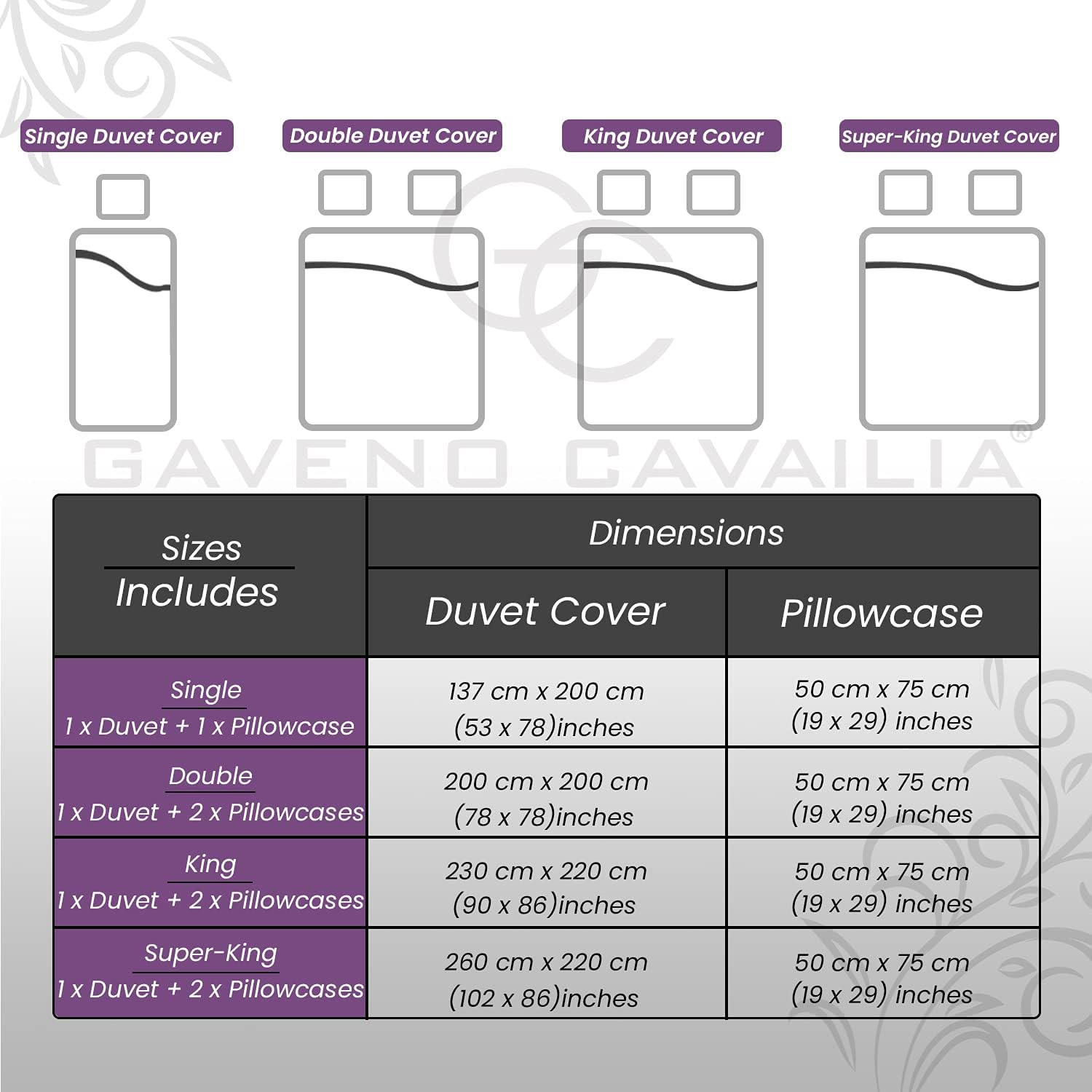 GC GAVENO CAVAILIA Damask Bedding Double Bed Set - Flower Duvet Cover - Comforter Covers with Pillow Cases - Purple image number 3