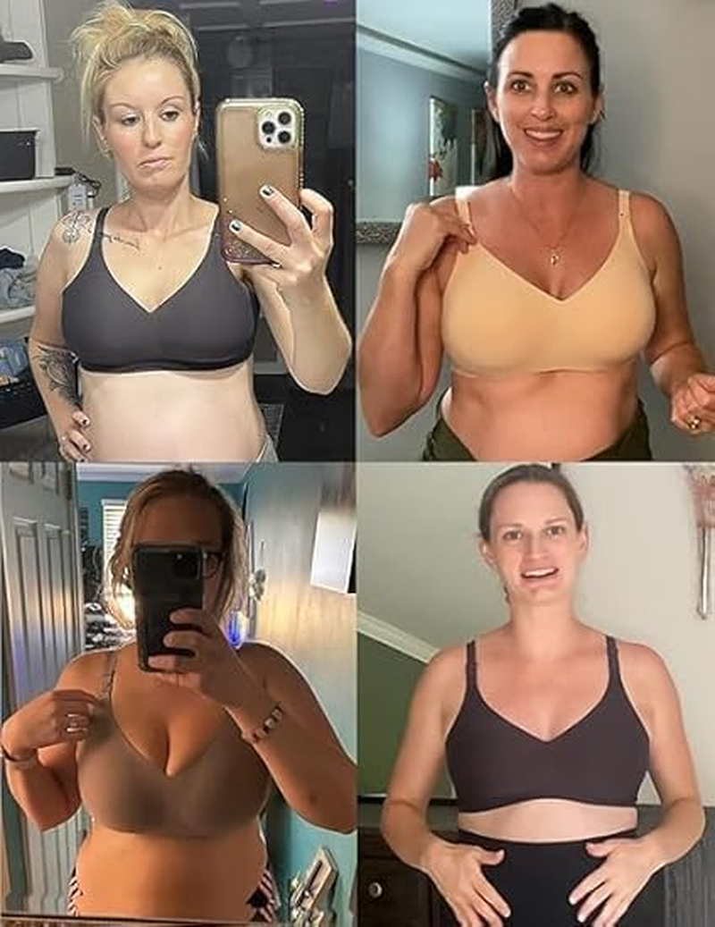 Smooth Nursing Bra &ndash; Seamless Maternity Bra, Wireless Breastfeeding Bra with Extra Extender, V-Neck Design & W-Support, Comfortable for Pregnancy, Bra Ultra Comfort Pregnancy Sleep Bralette （L) image number 3