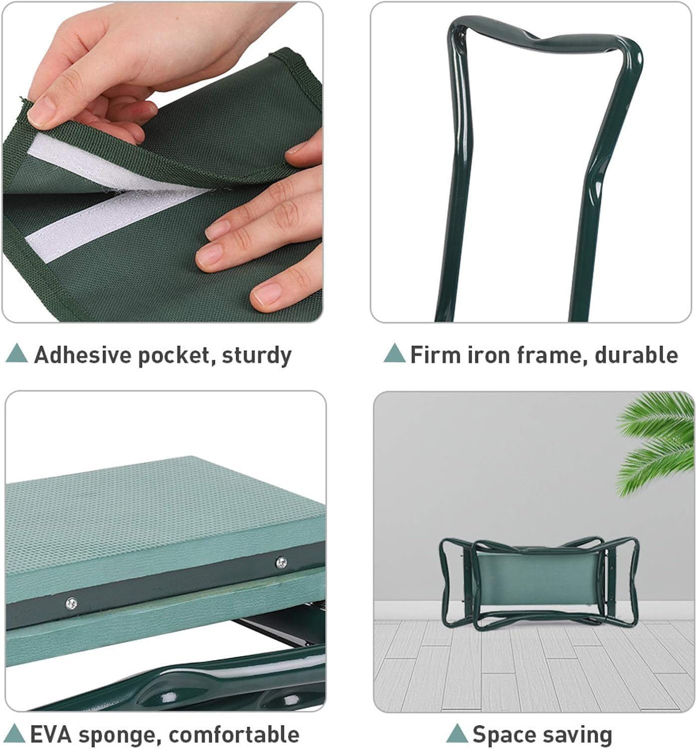 Garden Kneeler Seat with Handles and Tools Bag, Multi-Use Foldable EVA Foam Padded Knee Pad Portable Gardening Stool Lightweight