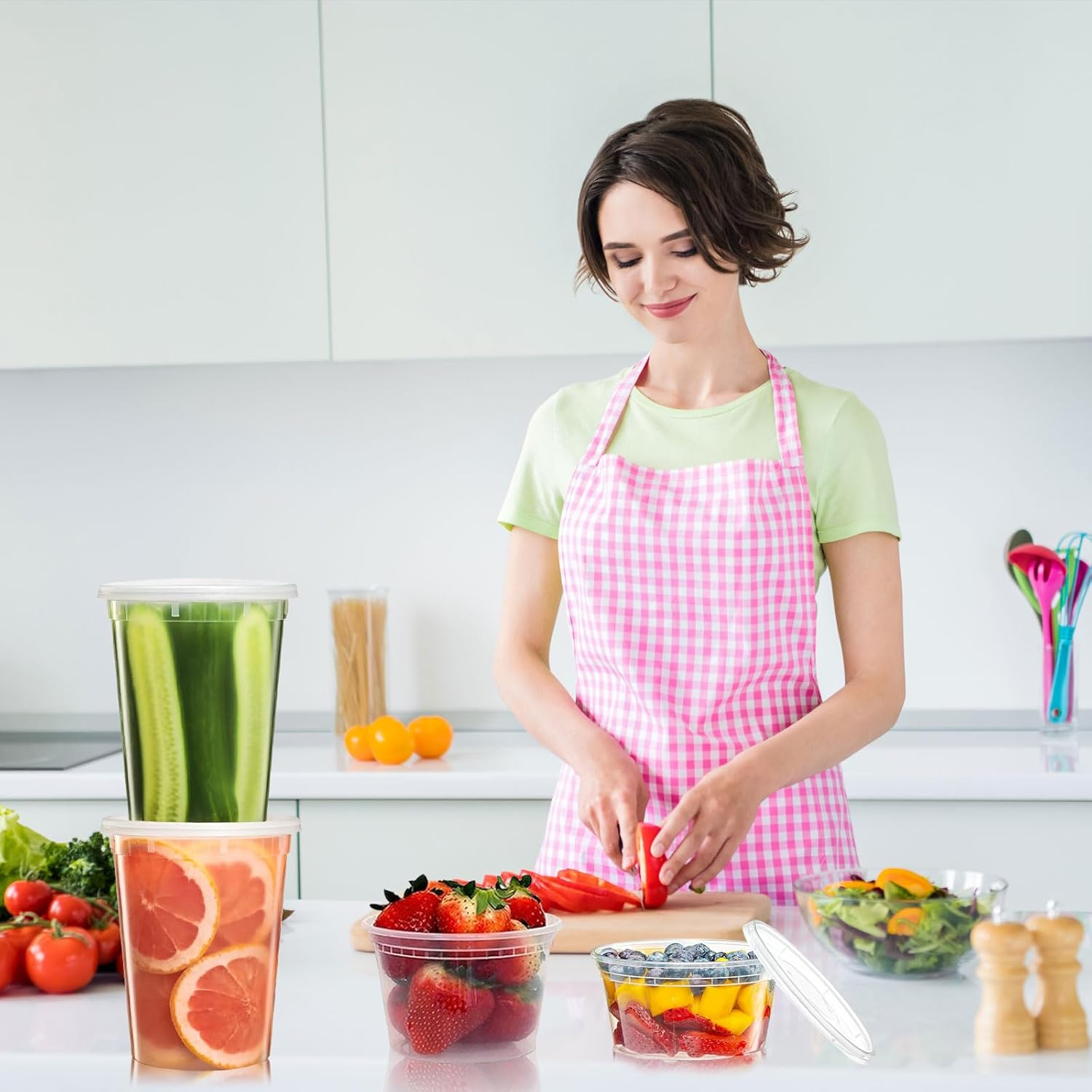 36-Pack 32 Oz Plastic Deli Food Containers with Lids, Leakproof, Bpa-Free, Microwave/Freezer/Dishwasher Safe image number 2