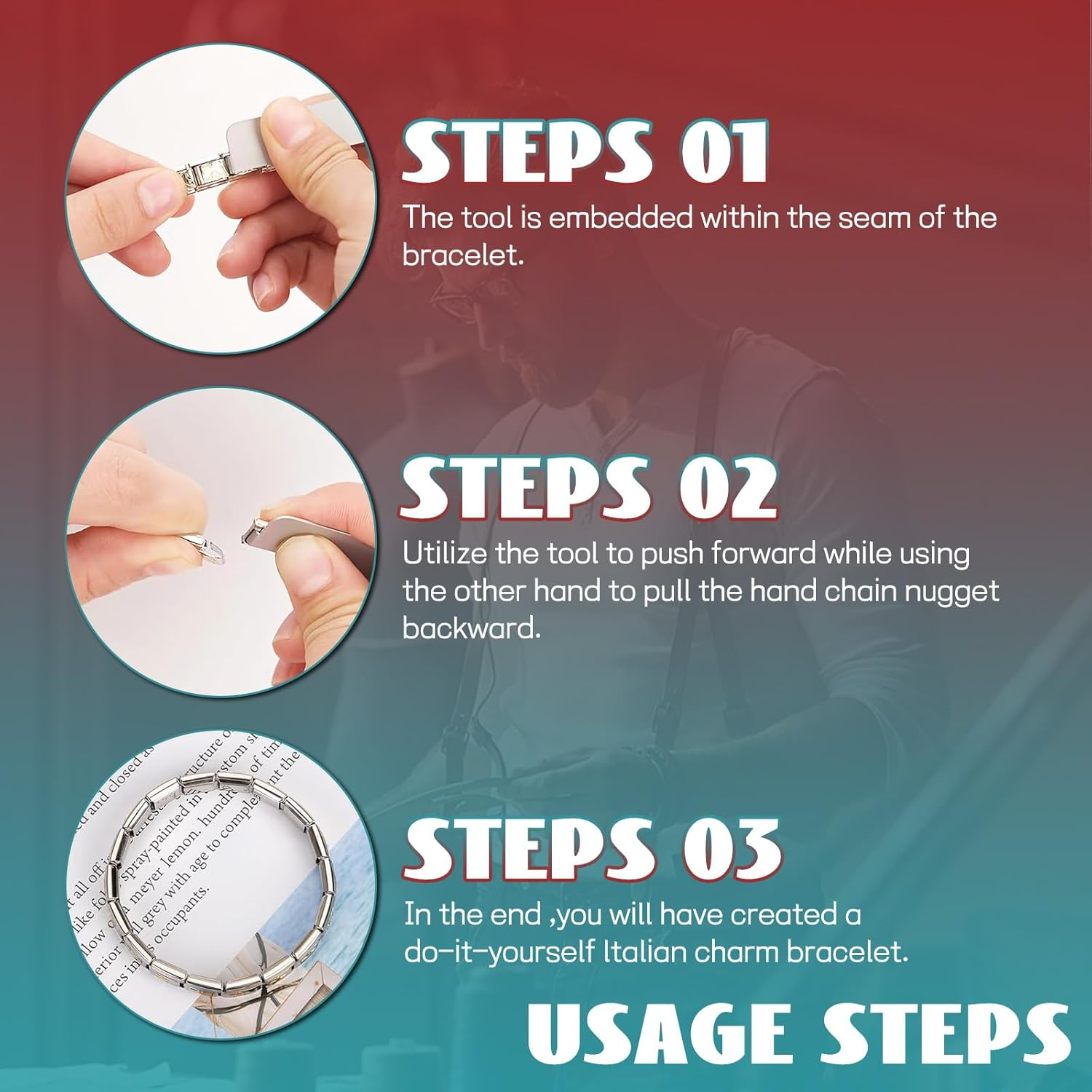 Italian Bracelet Link Tools, 3Pcs Charm Bracelet Pack Tool for Adding and Removing Charms image number 2