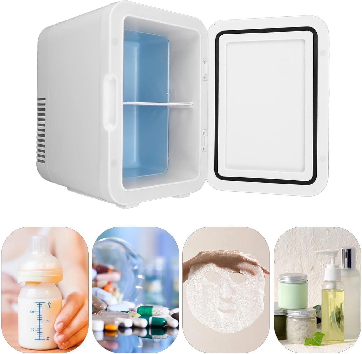 Portable Mini Fridge for Bedroom, 6L Thermoelectric Cooler and Warmer for Food Drinks Skincare Beauty Makeup, Personal Compact Refrigerators for Car Home Office Dorm College image number 1