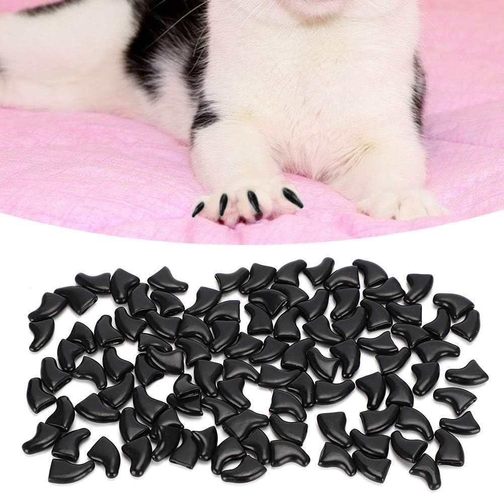 100Pcs Cat Nail Caps, Soft Pet Cat Nail Caps Cover with 5Pcs Adhesive Glue, Kitten Nail Caps Pet Safe anti Scratch Dog Paw Protector Covers for Cats Dogs (Black) image number 3