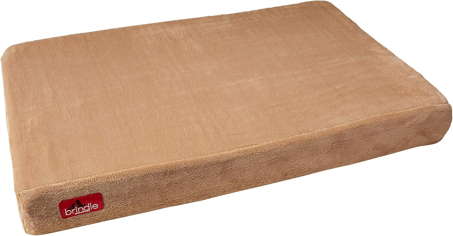 BRINDLE Waterproof Memory Foam Pet Bed - Removable and Washable Cover - 4 Inch Orthopedic Dog and Cat Bed - Fits Most Crates