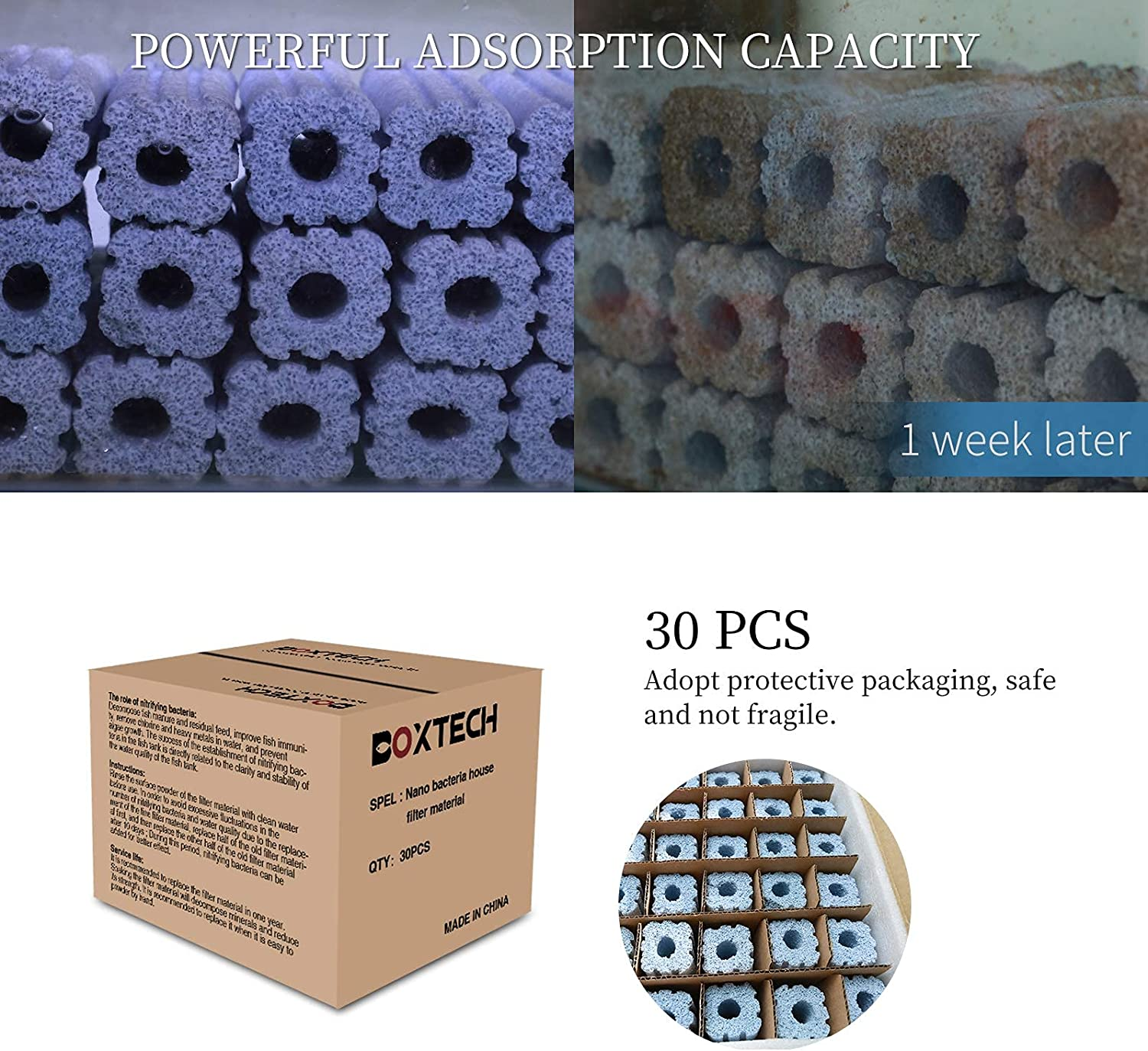 Boxtech Aquarium Filter Media, Porous Nano Media Filter Media for Sump Tank, Pond, Fish Tank (30 Pcs) image number 3