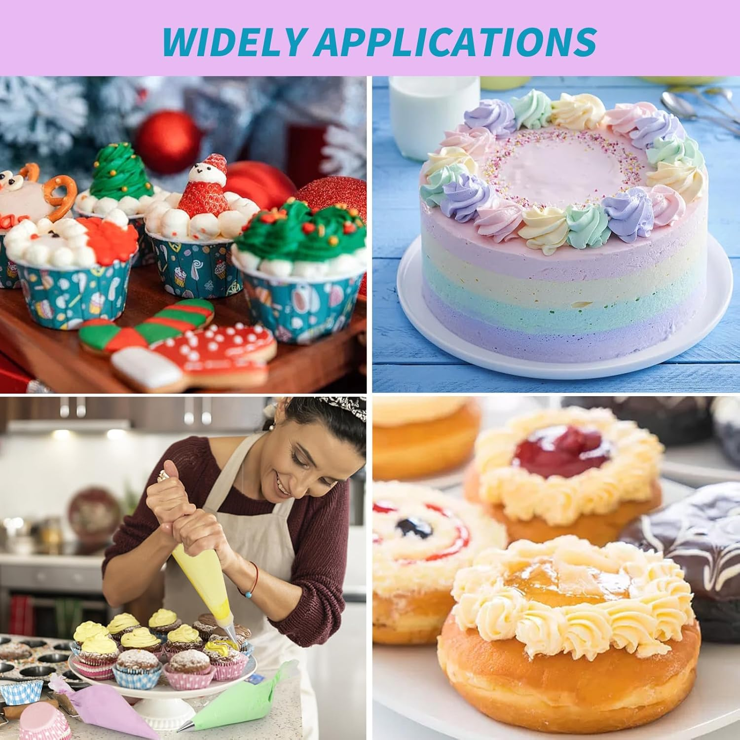 Firstake Piping Bags 100Pcs - 12 Inch Disposable Piping Bags with 3 Icing Bags Ties, Thickened Pastry Bags, Frosting Bags, anti Burst Cake Decorating Bags, Tipless Piping Bags for Cake Decorating image number 2