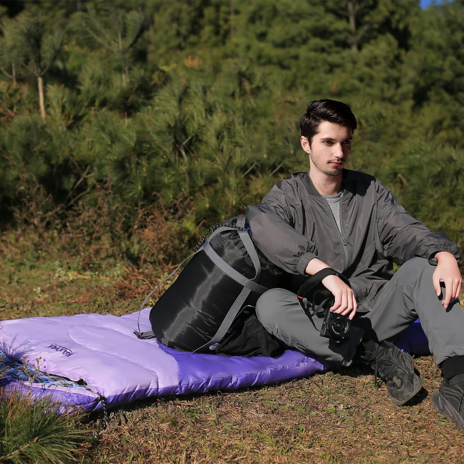 Camping Sleeping Bag, 32℉ Sleeping Bags for Adults Kids Teens Cold Weather Warm Sleeping Bag Winter for 3-4 Season Camping, Camping Gear Equipment, Traveling, and Outdoors image number 5