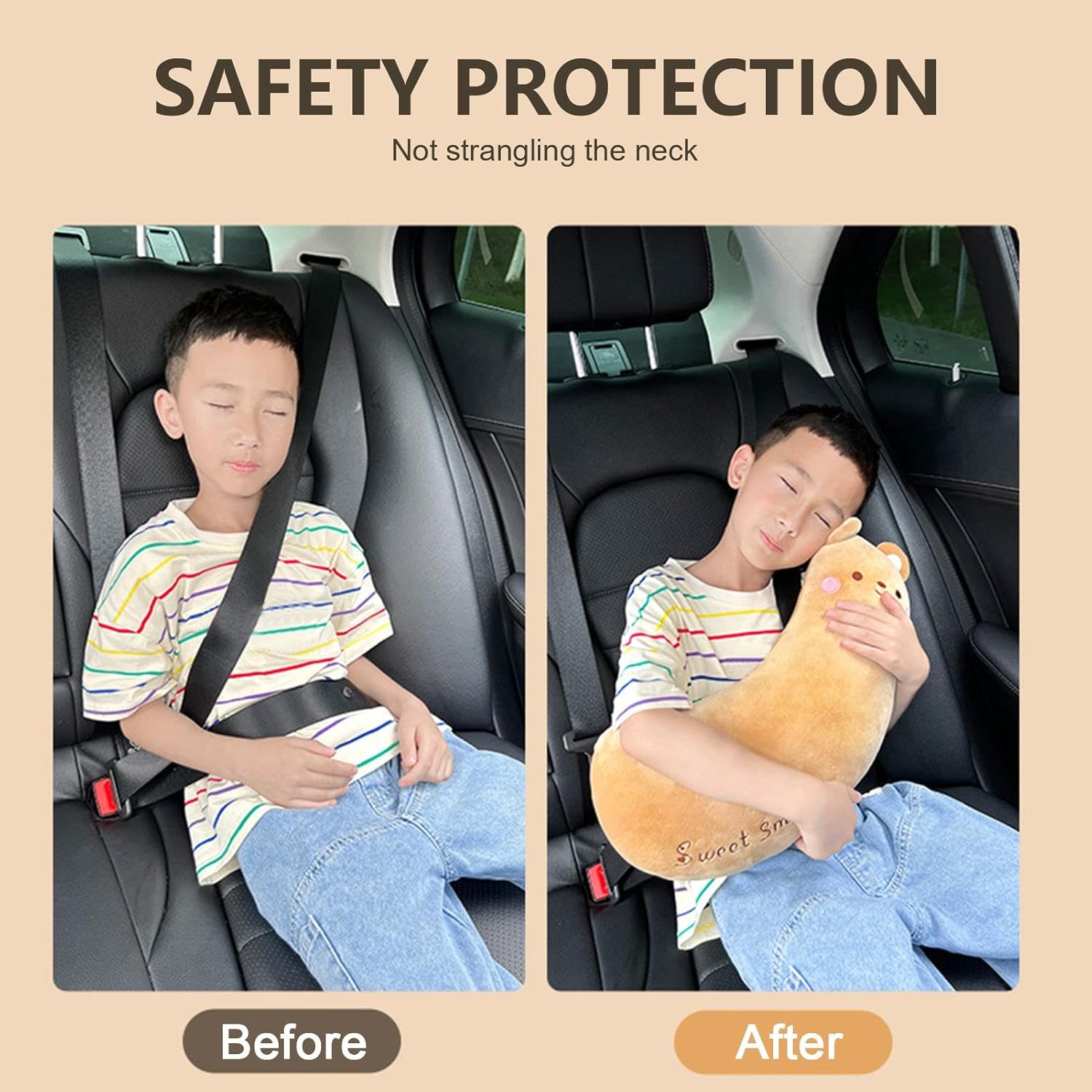 Seat Belt Cover Pad for Kids,Cute Seat Belt Cover Pillow Toddler Car Pillow | Washable Neck Support Cushion Car Seat Belt Cushion for Automobiles