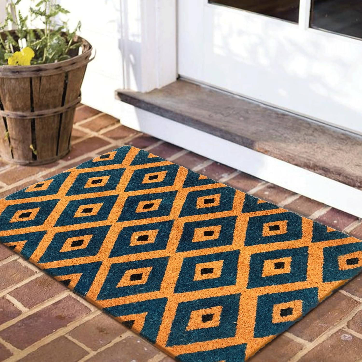 PVC Backed Coir Doormat for Indoor and Outdoor Use with PVC Backing Kimberley Blue (45X120 Cm)