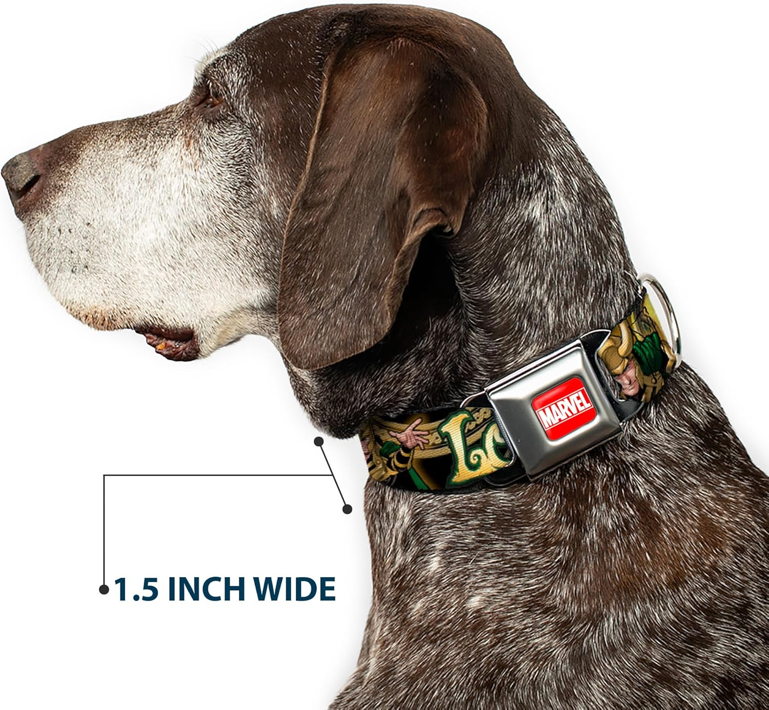 Buckle-Down Seatbelt Buckle Dog Collar - Loki Poses Black/Gold/Green - 1" Wide - Fits 15-26" Neck - Large image number 4