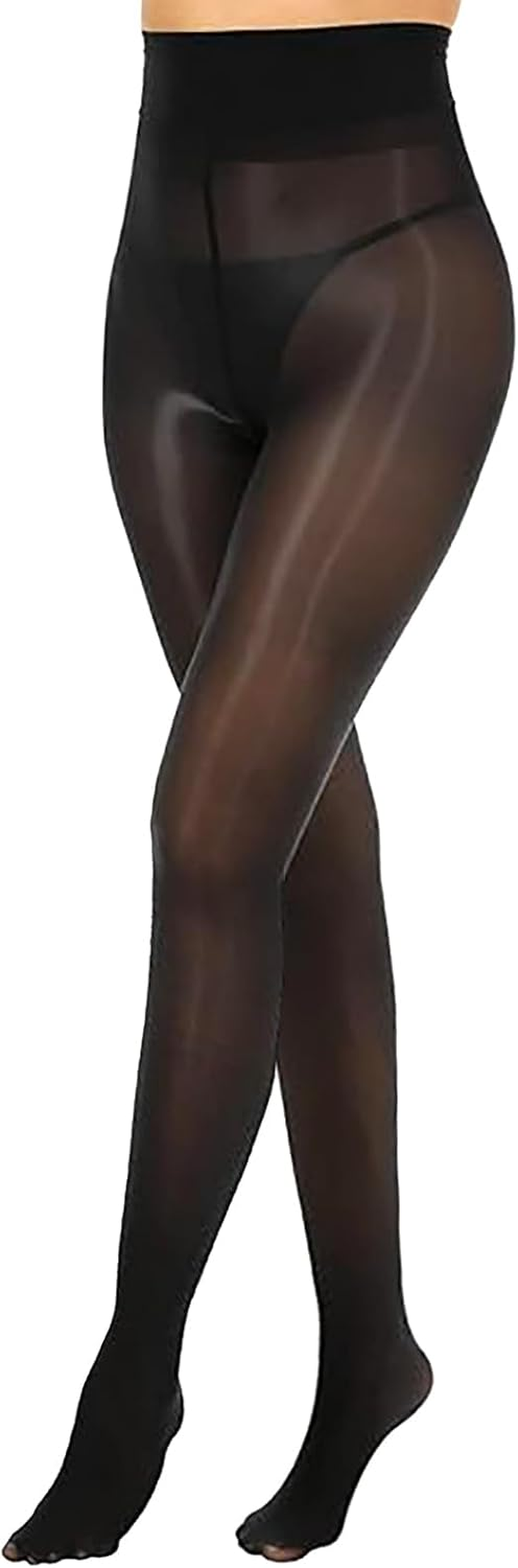 DTWAWA Womens Sexy Shiny Sheer Control Top Footed Tights Silk Stockings, Shimmery High Waist Pantyhose for Spring