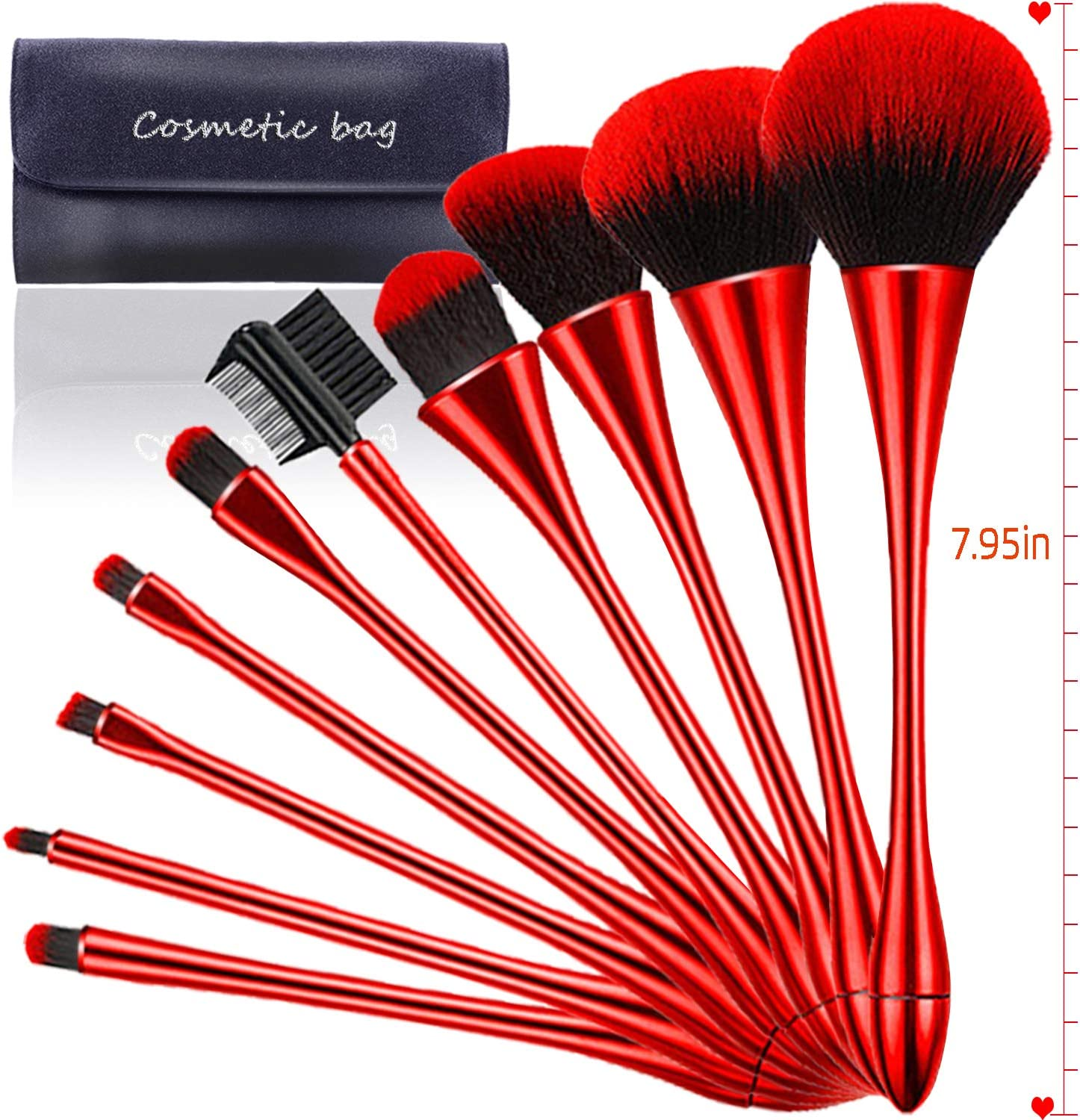 10PCS Makeup Brushes, Kabuki Brush, Foundation Eyeshadow Powder Lip Eyebow Brush Kit, Upgrade Plating Handle, with Cosmetics Bag, Concealer Premium Professional Luxury， image number 4