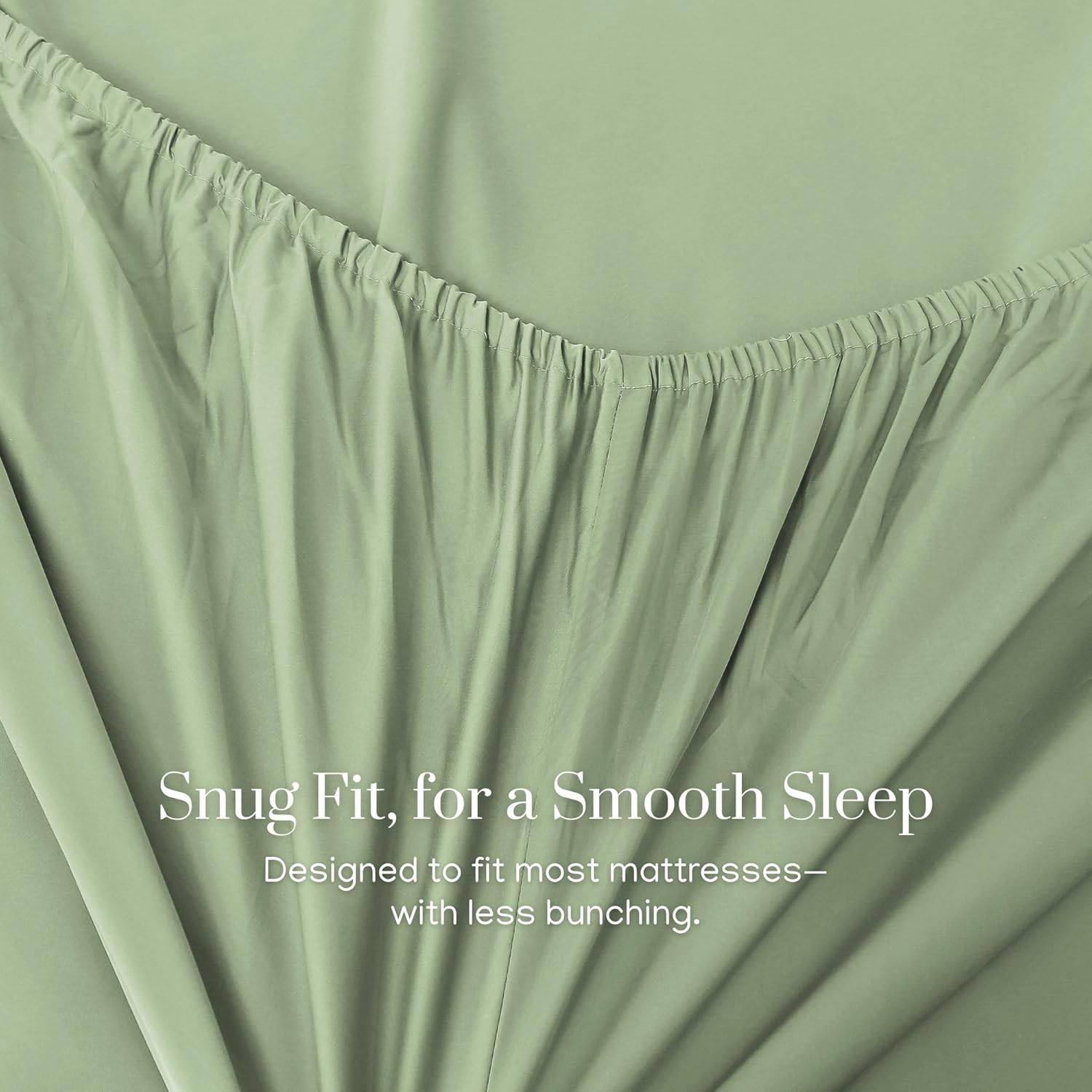 Dreamaker Serene 4 Pieces Bamboo Cotton Sateen Super King Sheets Set, Hypoallergenic Deep Pocket Fitted Sheet, Flat Sheet & 2 Pillowcases Easy Care Machine Washable Bedding Set Super King Size - Sage image number 6