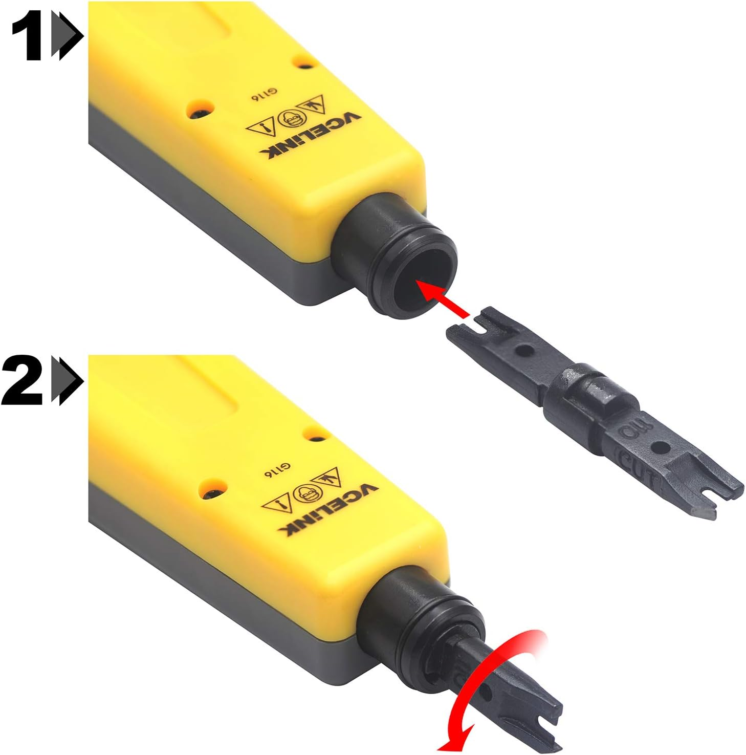 VCELINK Punch down Impact Tool with 110 and 66 Blades, Network Wire Punch down Impact Tool Kit, Keystone Impact Terminal Insertion Tools, Network Cable CAT6/CAT5/CAT3 Stripper