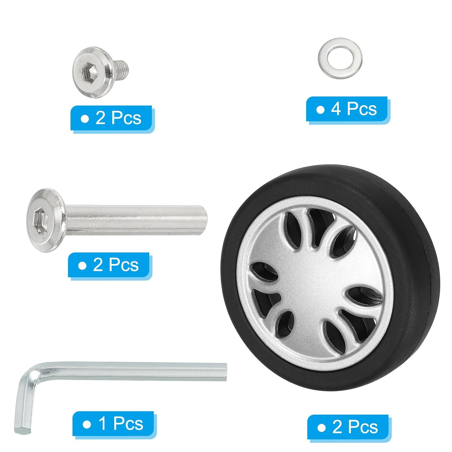 Uxcell Replacement Luggage Suitcase Wheels Repair Kit, 51Mmx15Mm Wear-Resistant & Mute 360 Swivel Caster Wheels