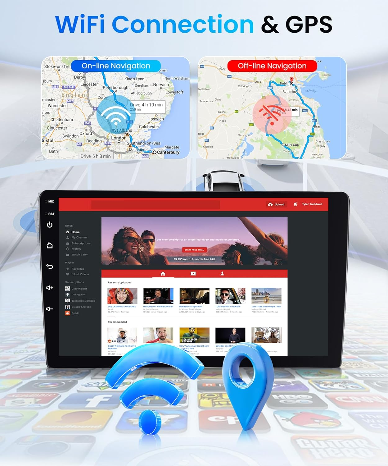 4+64G Android Car Radio Stereo for Suzuki Swift 2011-2017 with Wireless Carplay Android Auto, 9&rsquo;&rsquo; Touch Screen Head Unit with Bluetooth GPS Navigation Mirror Link Wifi FM/RDS DSP Backup Camera SWC image number 4