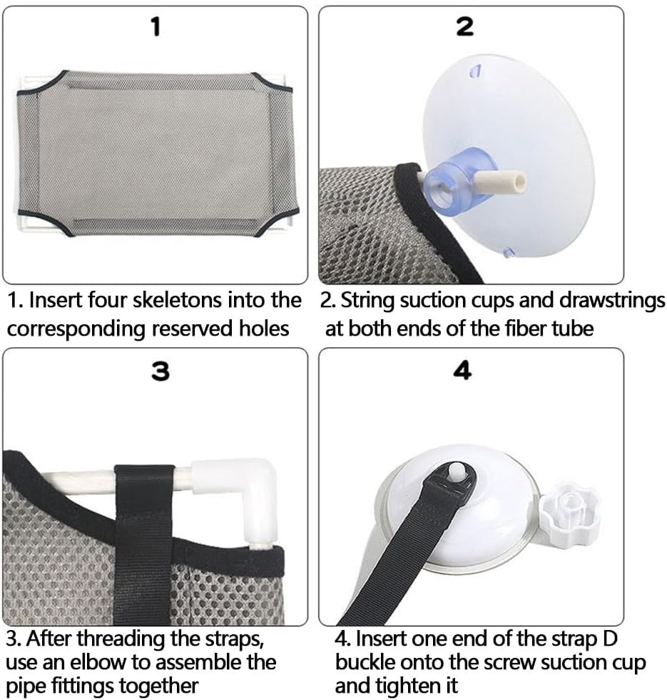 HYAVIA Double-Layer Cat Window Hammock Bed Suction Cup Mounted Cat Seat for Indoor Cats Sturdy Space-Saving Pet Resting Perch with Breathable Mesh Grey image number 1