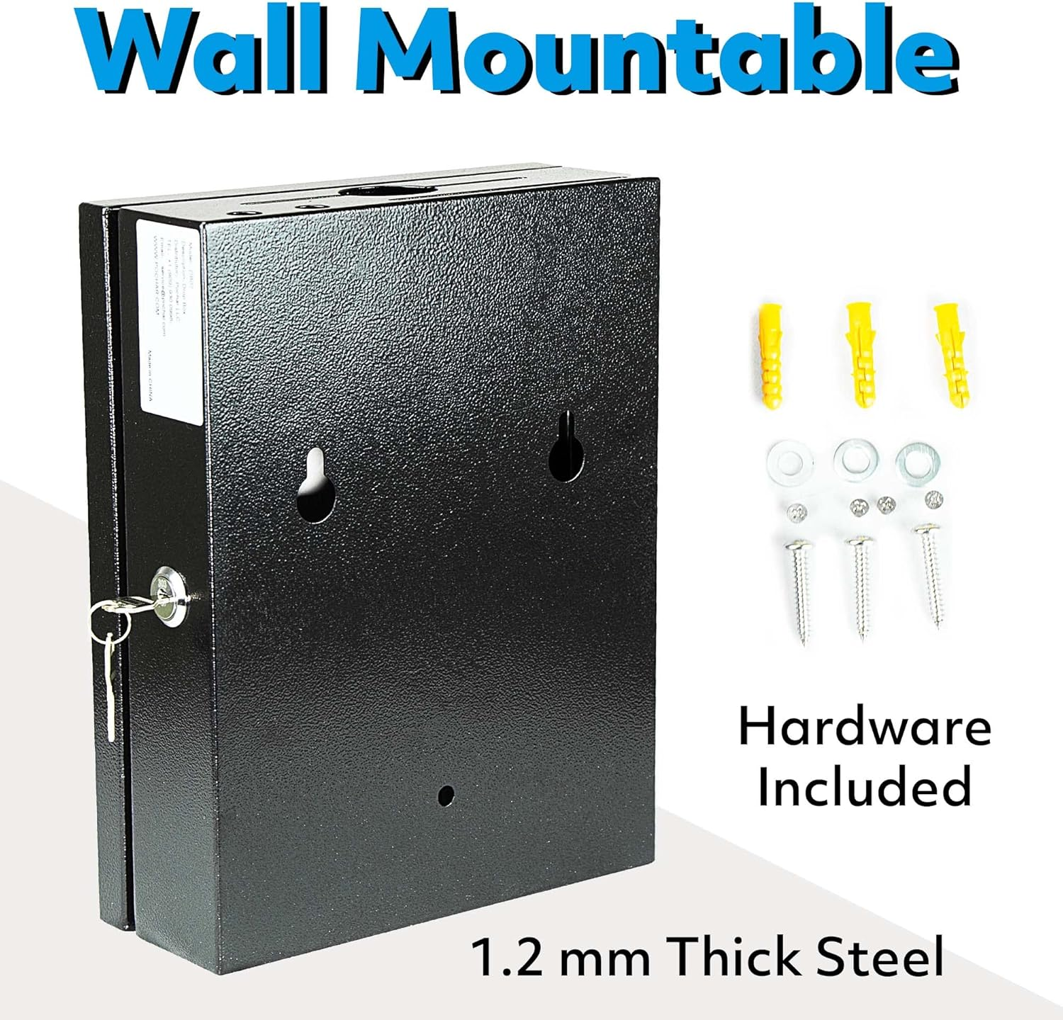 POCHAR Black Alloy Steel Lockable Suggestion Box with Wall Mount Option - Use as Offering, Tithe, Prayer Request, Tip, Donation or Ballot Box (10'' X 4.75'' X 12.5'') image number 4