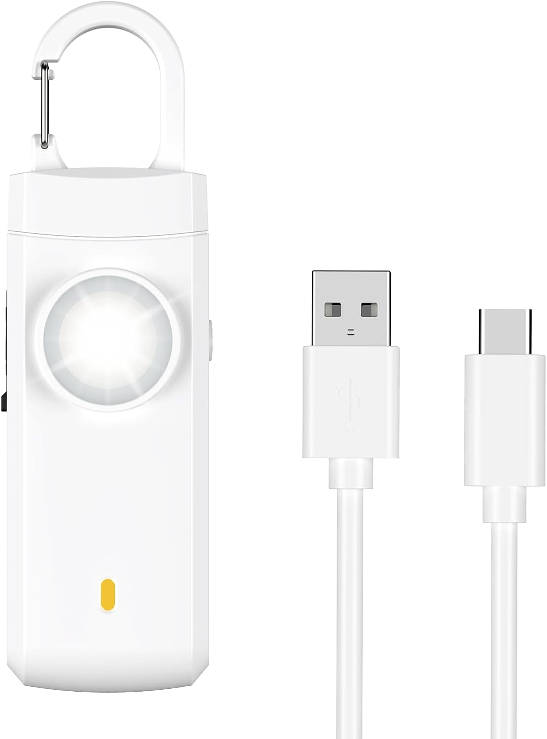 AMIR Personal Alarm Keychain for Women Safety - Loud 130 Db Siren with Strobe Light and Carabiner - Helps Women, Children, Men, Seniors, Elderly Emergency Call (White-Newest)