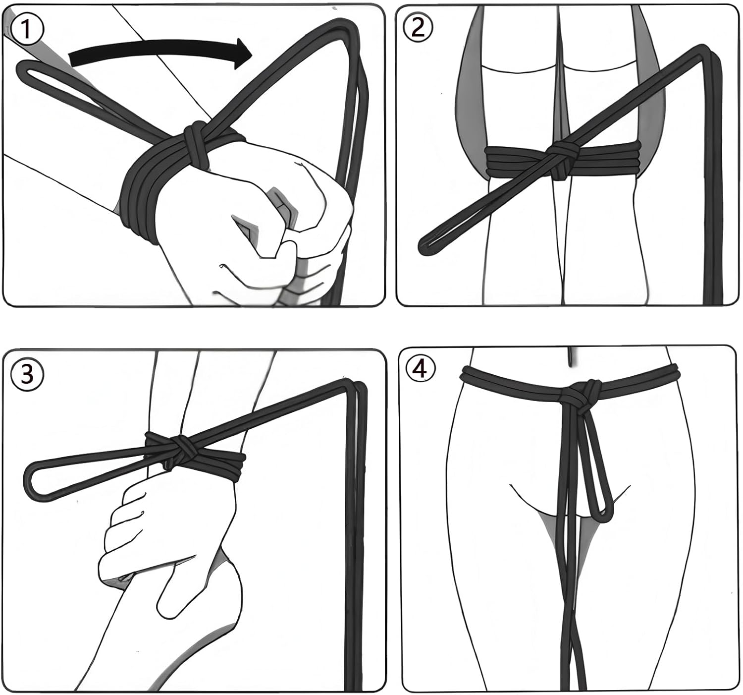 Mineens 3 Pack BDSM Shibari Bondage Rope - 8MM 32FT Soft Cotton Rope, Bondage Restraint Kit for Beginners, Adult Sex Toys for Women Men Couples, Fetish SM Tie-Up Accessories (Black) image number 6