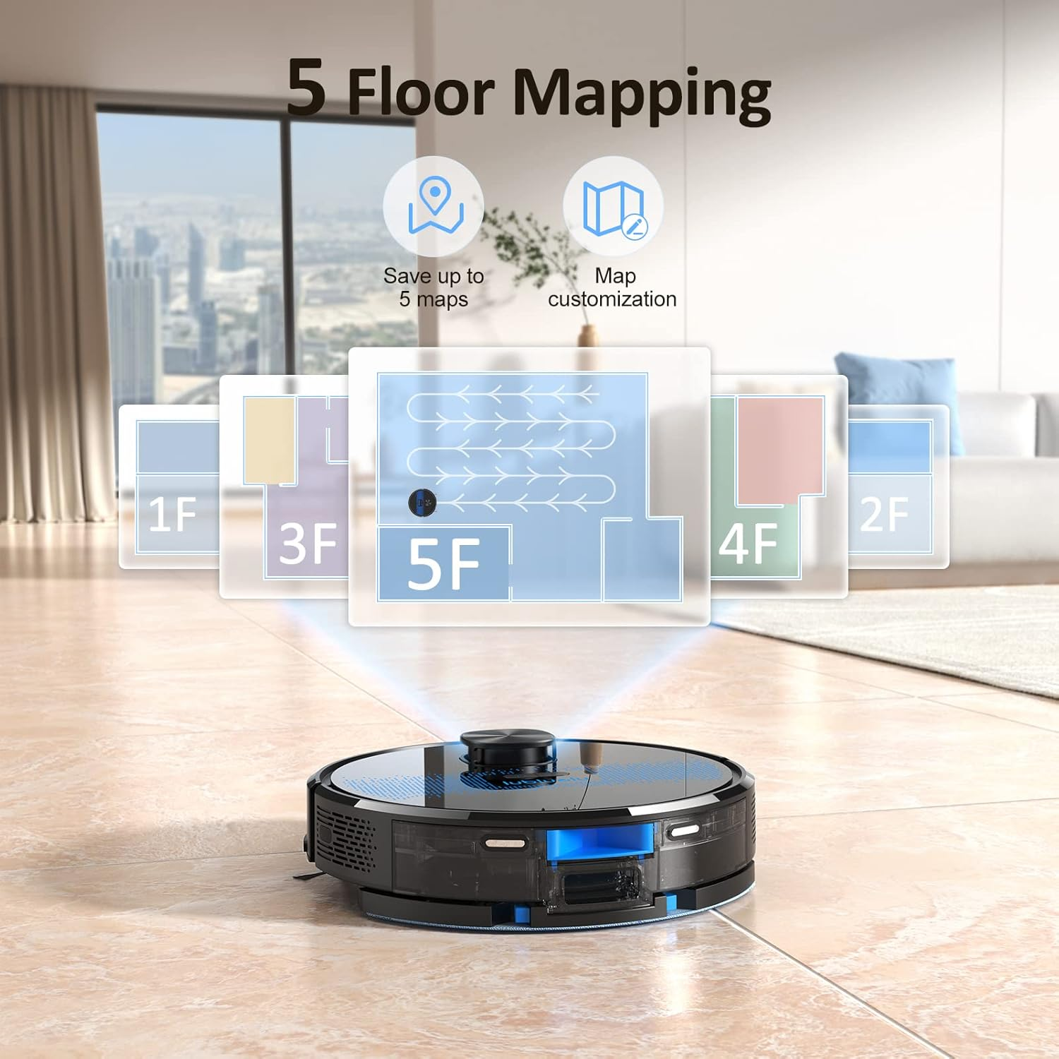 Lubluelu Robot Vacuum 4000Pa, 2 in 1 Robot Vacuum Cleaner and Mop, Lidar Navigation, 5 Editable Mapping,10 No-Go Zones,App/Alexa, Robot Vacuum Cleaner for Pet Hair, Carpet,Hard Floor SL60D