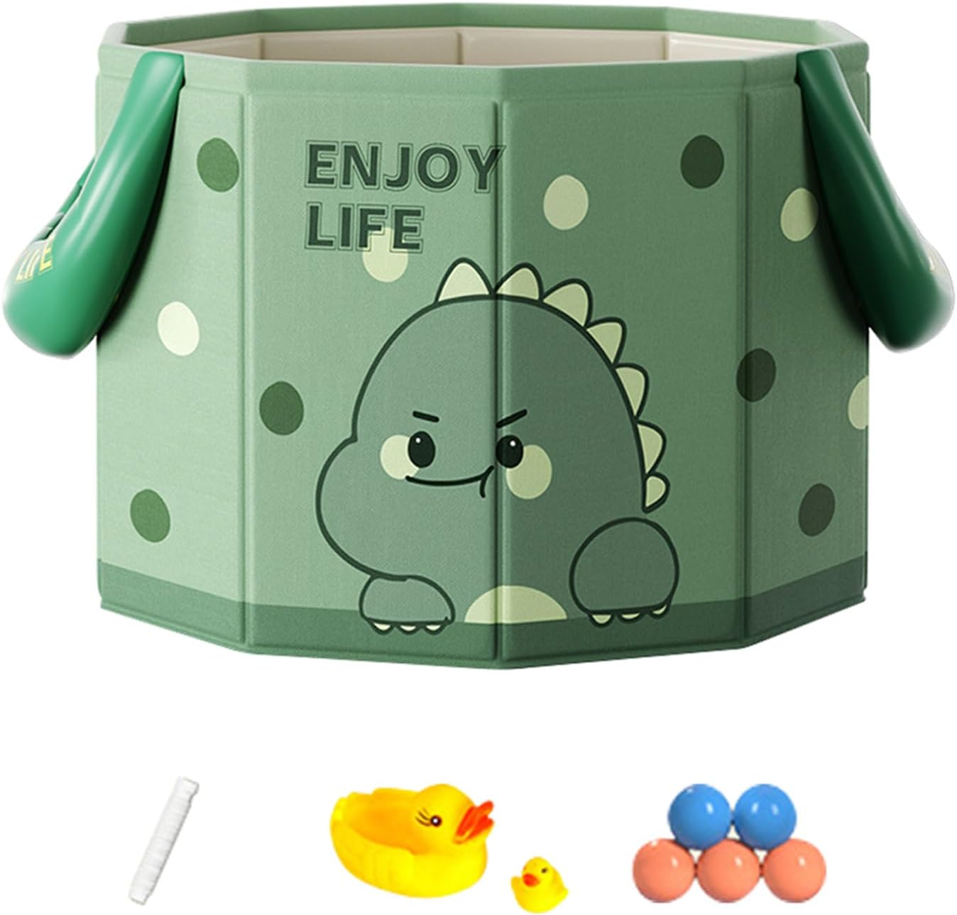 Xoxomeg Baby Bathtub,Portable Cartoon Baby Tub with Handles,Quick Pop up Non Inflatable Bathtub Space-Saving,Durable Baby Tubs for 0~8 Years Old Infants and Toddler (Green)