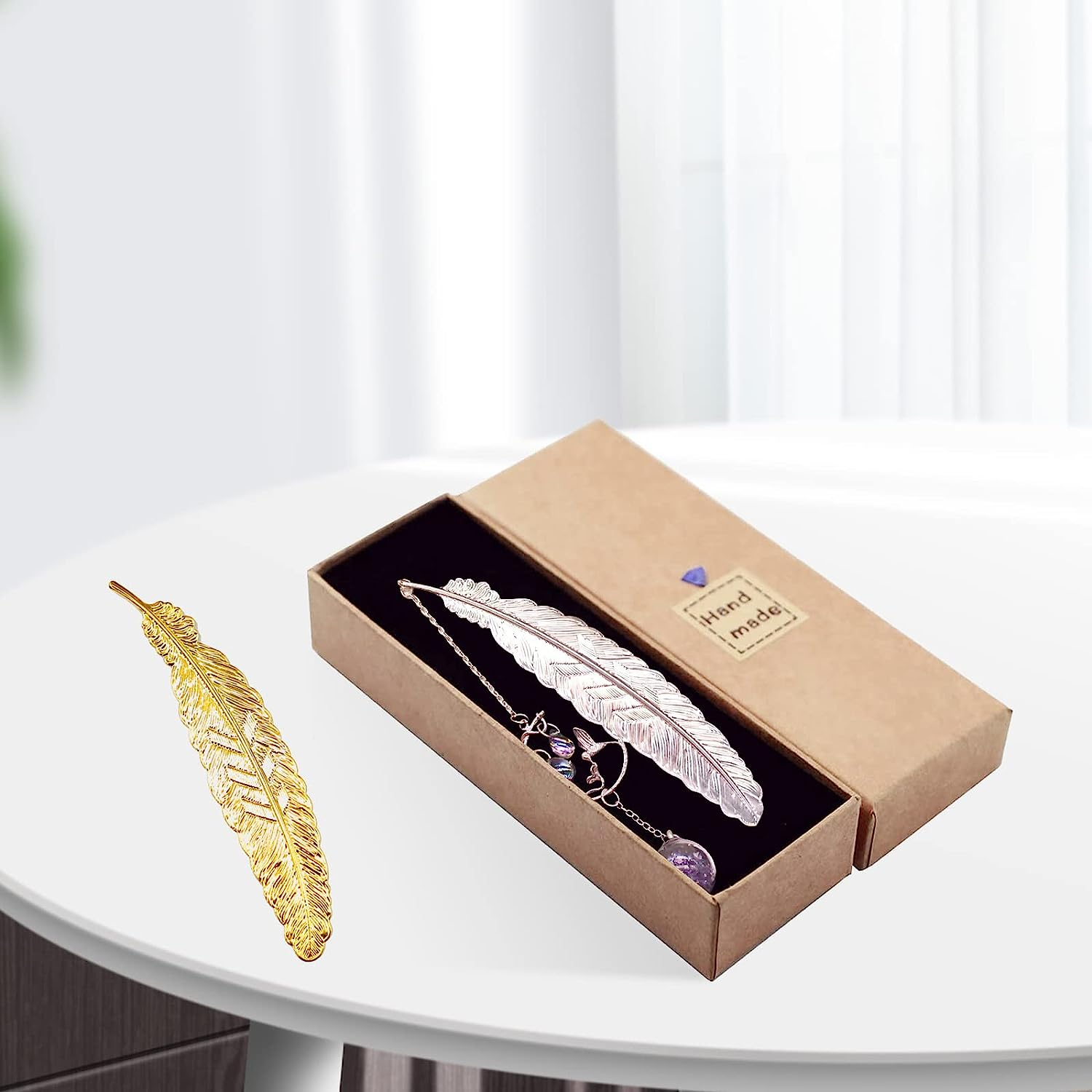 SAYEEC Metal Feather Bookmark Rose Gold Bookmarks with 3D Hummingbird Pendant Unique Book Marks Page Marker Teacher Appreciation Mother'S Day Valentine'S Day Birthday Gifts for Women Girls Book Lovers image number 6