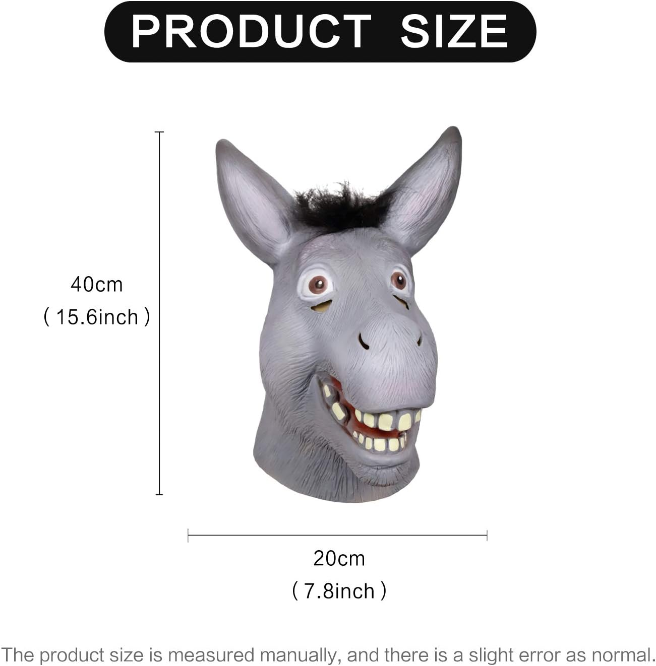 Molezu Shrek Donkey Mask,Halloween Novelty Deluxe Costume Party Cosplay Latex Animal Head Adult image number 5