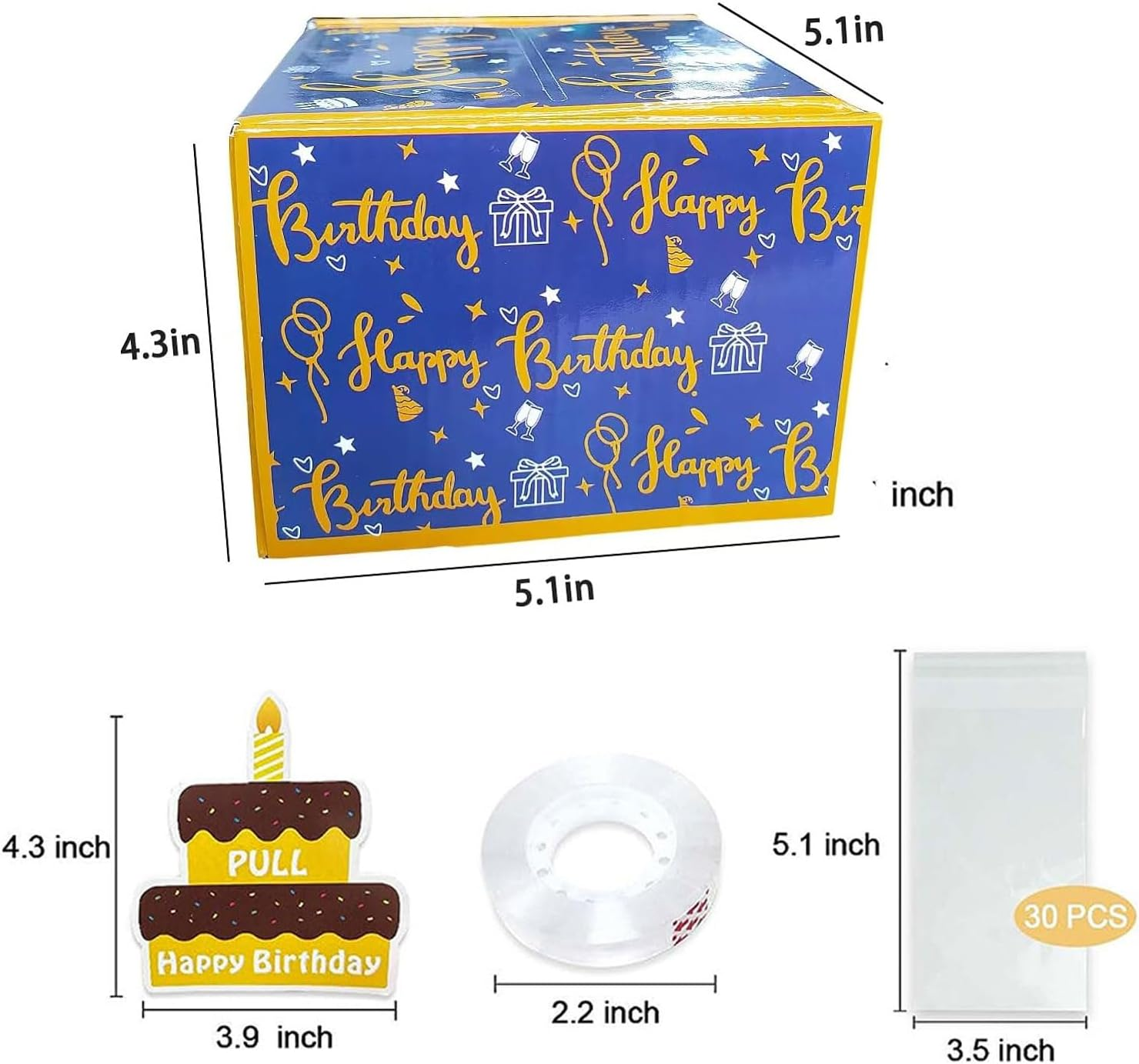 Pull Money Box Happy Birthday Surprise Set, Funny Cash Gift Box with DIY Card, Blue image number 1