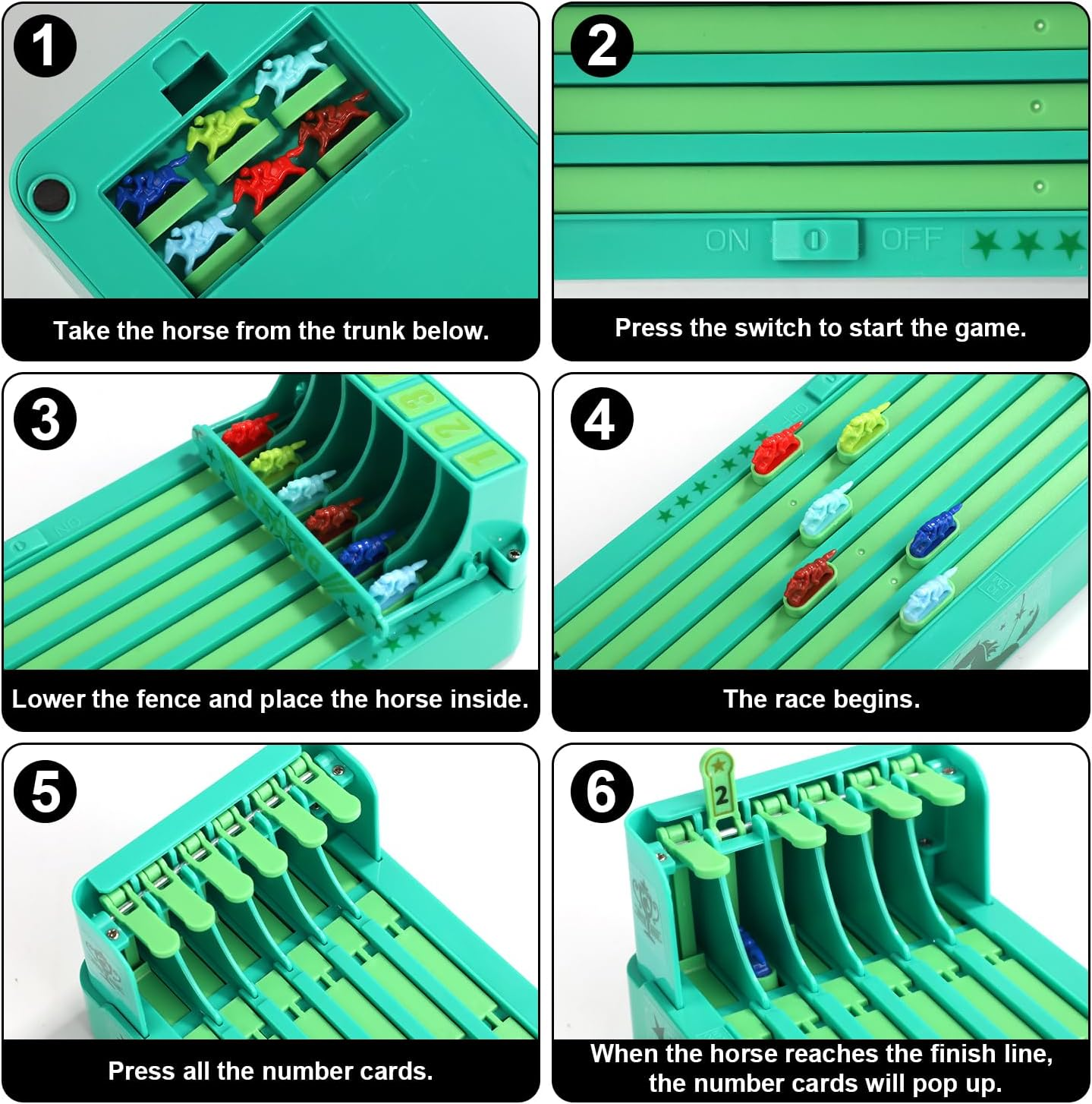 Horse Racing Game, Electronic Horse Racing Game with 6 Horses, Portable, Interesting, Electric Horse Racing Game for Family Reunions, Parties, Camping image number 6