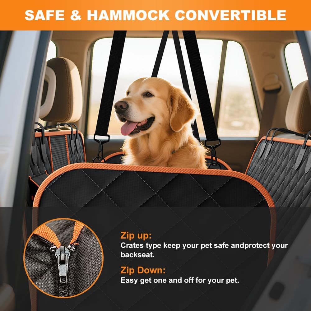 Dog Car Seat Cover,Large Space Back Seat Extender for Dogs,Waterproof Scratch Proof Nonslip Dog Hammock Soft Back Seat Covers with Mesh Visual Window & Side Flap for Cars Trucks and Suvs image number 3