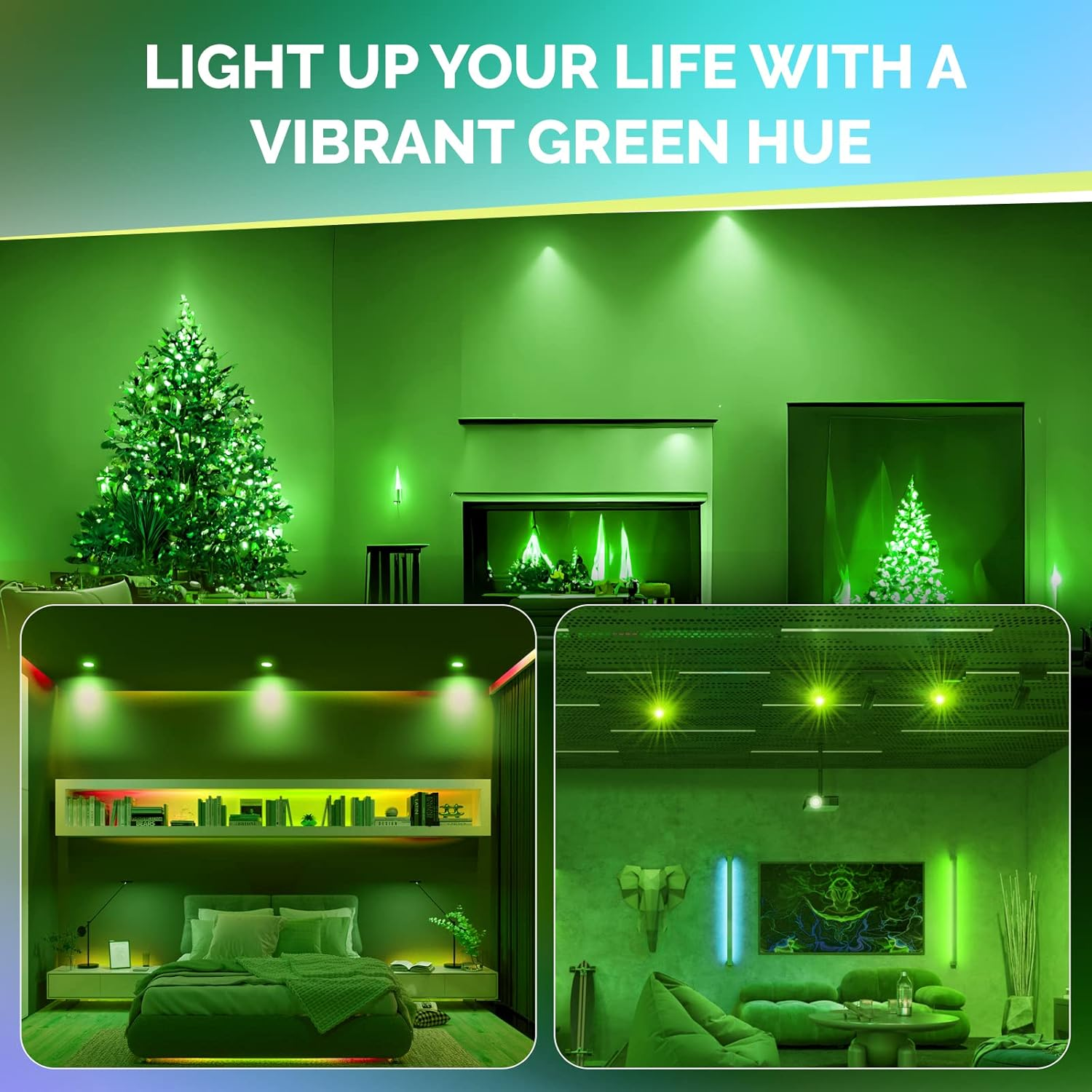 Bonlux GU10 LED Bulb Spotlight Green, 5W GU10 Spot Light Bulb,120 Degree Beam Angle, MR16 LED Spotlight Green Colour Bulb for Wall Washer Lamps,Landscape Lighting, 4-Pack