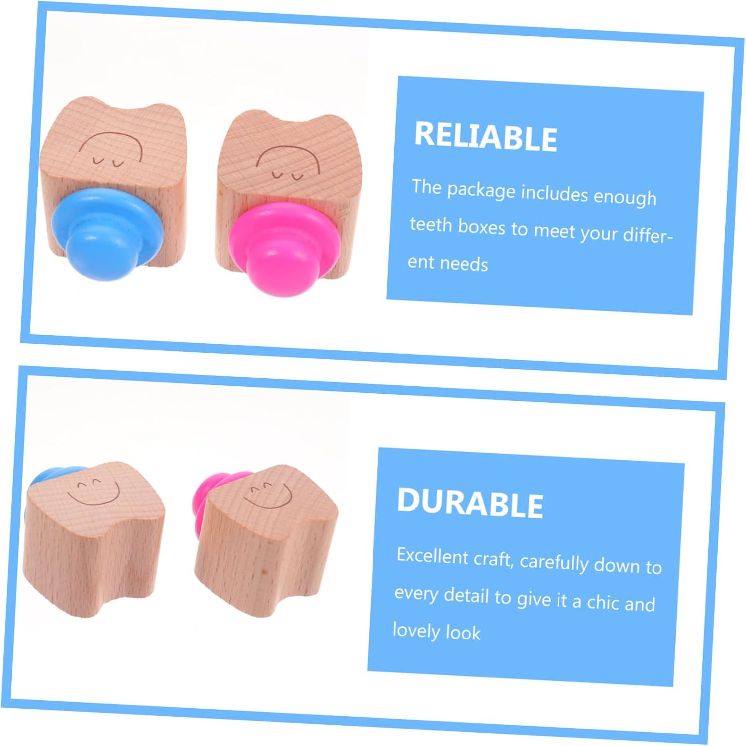 Kids First Tooth Keepsake Box and Infant Tooth Storage Holder Set for Boys and Girls 2Pcs Blue and Rose Red image number 1