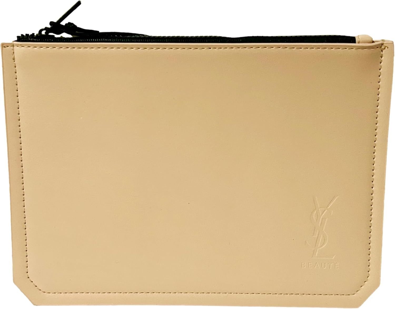 Yves Saint Laurent YSL Cosmetic Cream FLAT Leather Pouch Makeup Bag YSL Fragrance Bag (8.25L X 6.25H X 0.25W) - SMALL image number 4