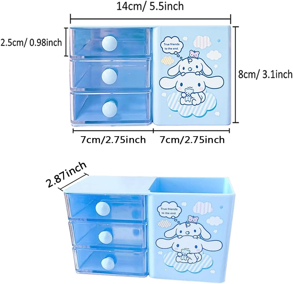 Kawaii Pen Holder Drawer Storage Box Office Desktop Office Supplies Three-Layer Cartoon Colorful Small Drawer Box - Pink image number 5