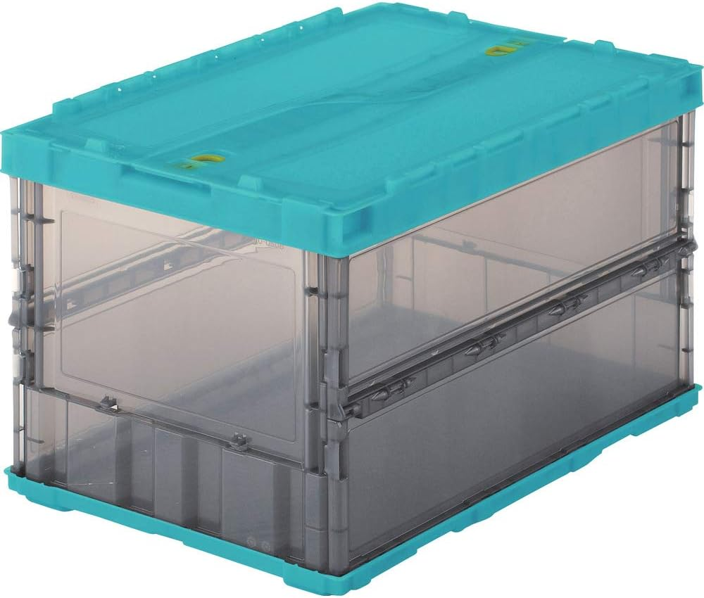 TRUSCO TR-C20B-DB Thin Folding Container, 6.1 Gal (20 L) with Locking Lid, Dark Blue TR-C20B-DB Storage Box