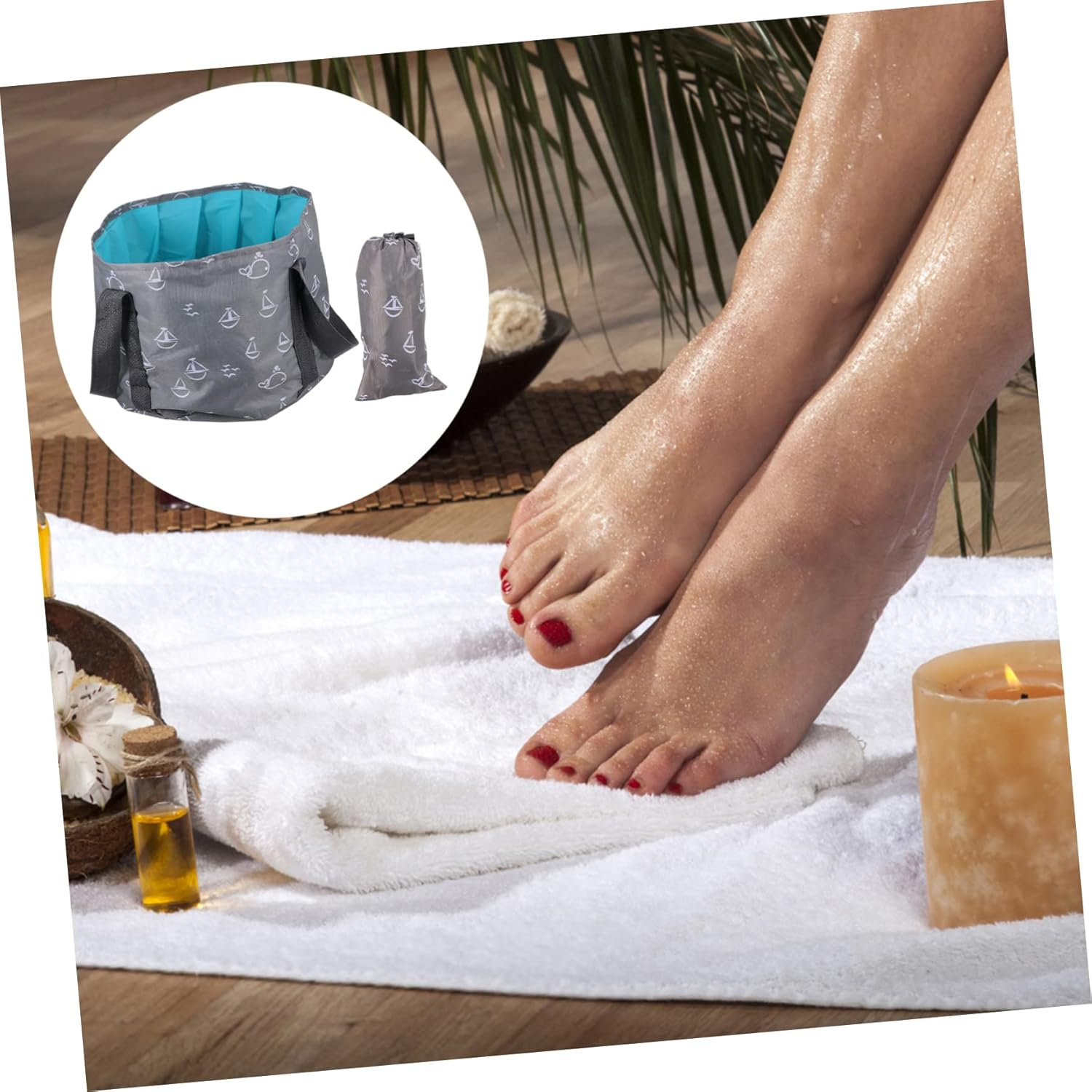 WOFASHPURET Foot Bath Basin Soaking Bucket for Adults Boys and Girls Portable Folding Tub Multi-Functional Basin Camping Water Bucket image number 3