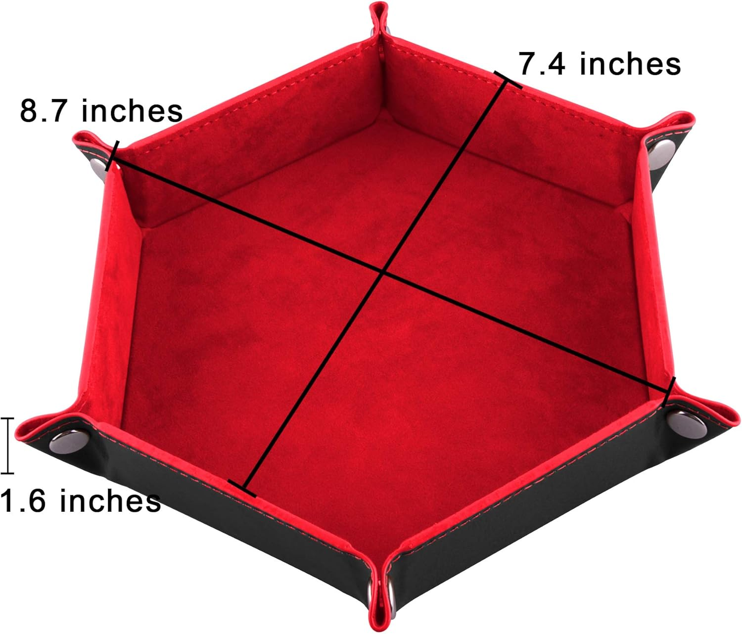 SIQUK 2 Pieces Dice Tray PU Leather Dice Folding Hexagon Tray Dice Holder for Dice Games like RPG, DND and Other Table Games (Red and Royal Blue) image number 1