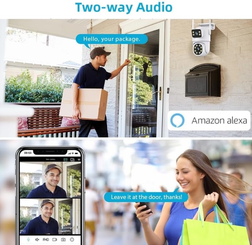 Aoeek Tuya 6K Security Camera Outdoor Dual Lens, 350&deg; Pan/Tilt View, Smart Motion Tracking, Full Color Night Vision, 2-Way Audio, IP66 Weatherproof, Secure Sd/Cloud Storage, Versatile for Home Safety image number 5