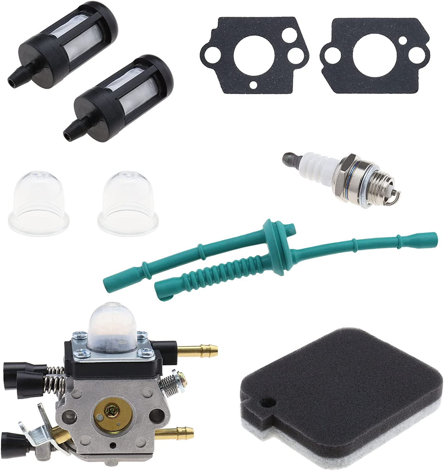 Set with 10Pcs Carburetor Replacement Kit C1Q-S68G C1Q-S64 C1Q-S68D Compatible with Stihl BG45 BG46 BG55 BG65 BG85 Carburetor with Air Filter Tune up Kit image number 3