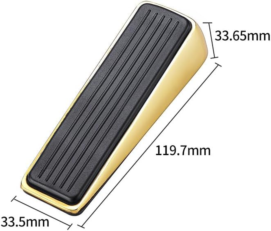 Architectural Hardware - Heavy Duty Zinc Door Stopper with Rubber anti Scuff Grips - Metal & Rubber Wedge Door Stoppers for Bottom of Door - Modern Door Stops - Door Wedge (3 Pcs)