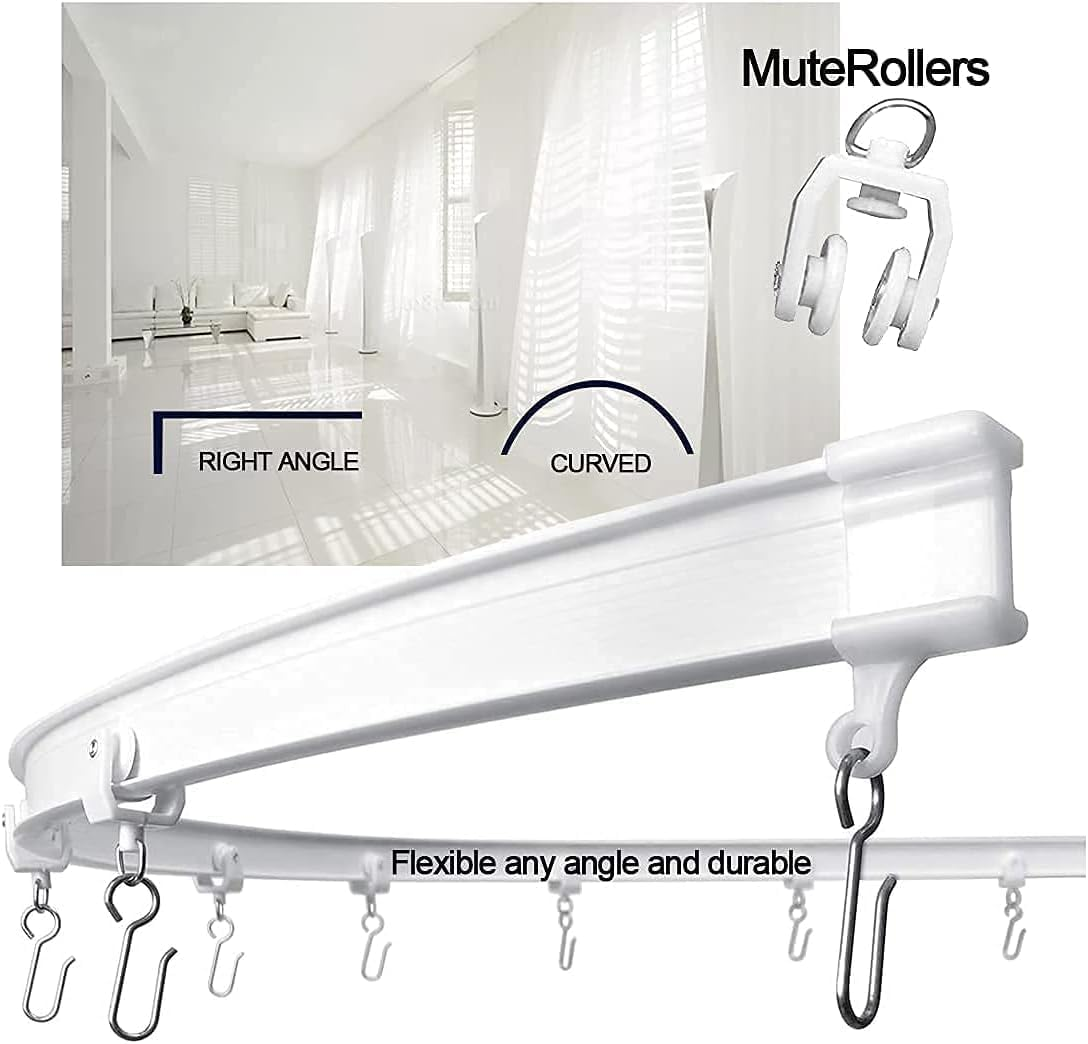 5 Meters (16.4FT) Flexible Bendable Ceiling Curtain Track,Room Divider, Window Treatment or Bay, Shower Track, Trailer Motorhome Curtain Track, Room Divider, Ceiling Track for Curtains