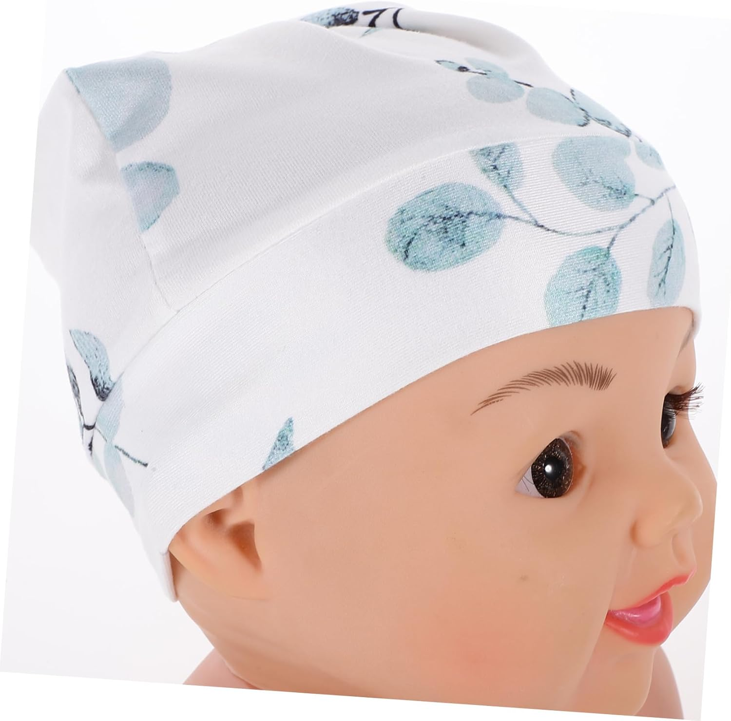 Newborn Swaddle Set for Baby Girl Headband and Eucalyptus Leaf Print, Infant Receiving Blanket, Soft Wrap Swaddle, Hat and Wooden Birth Announcement Sign, 4Pcs Set image number 3